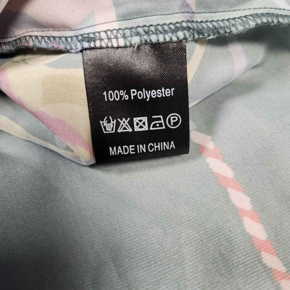Karen Mabon Whimsical CAROUSEL Satin Pajama Shirt Women's Size XLARGE Green RARE